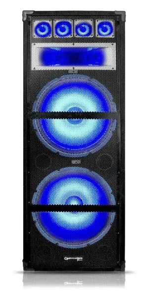 Technical Pro VRTX215LED Dual 15" 7-Way 1800 Watt Carpeted Speaker Cabinet W/LED