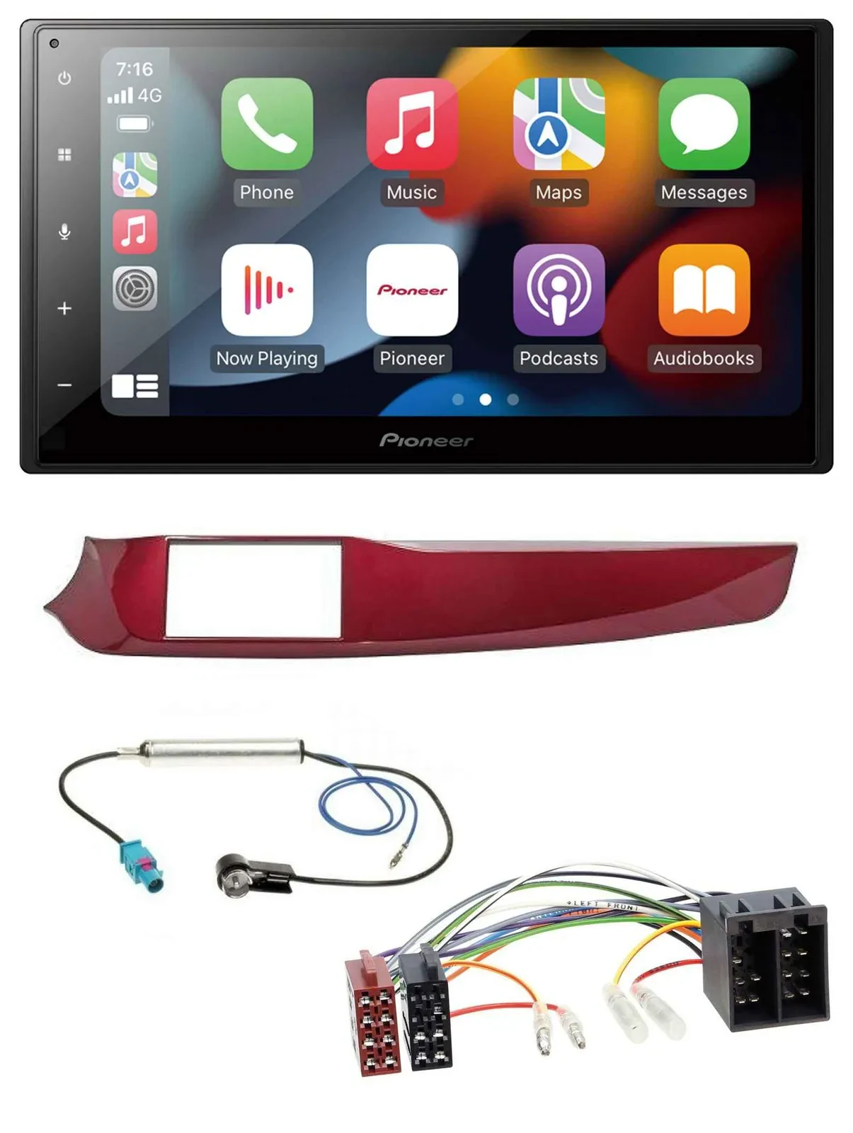 Автомагнитола Pioneer 2DIN, DAB, Bluetooth, USB, MP3 для Alfa Romeo Giulietta (2010–2013), красный глянец
