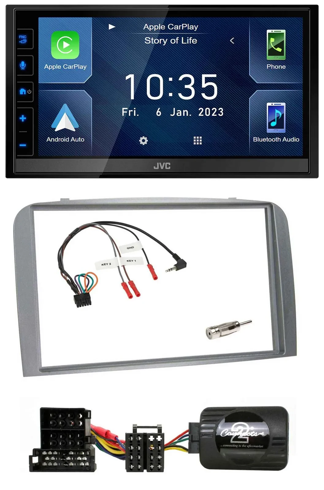 JVC DAB Bluetooth Lenkrad USB 2DIN Autoradio für Alfa Romeo 147 GT 04-10 silber