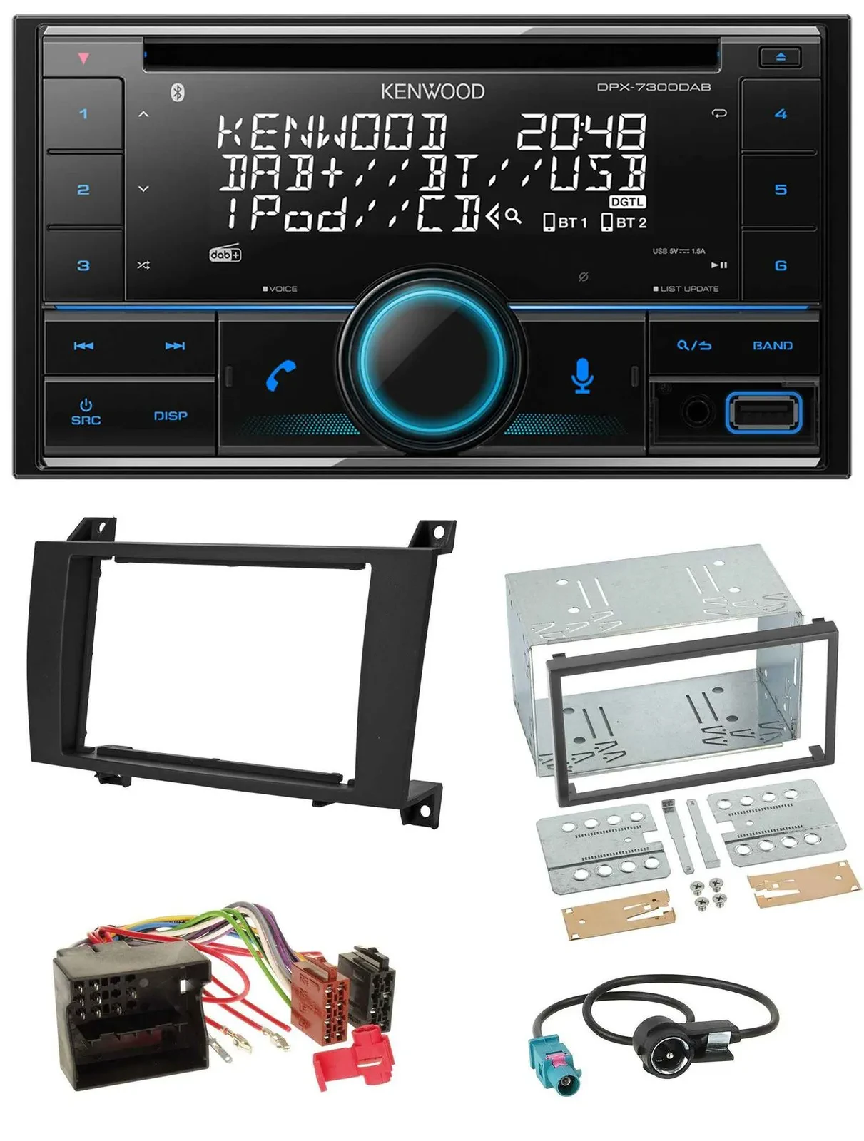 Автомагнитола для Mercedes SLK R171 Kenwood 2 DIN CD, DAB, USB, MP3, Bluetooth 2004–2011