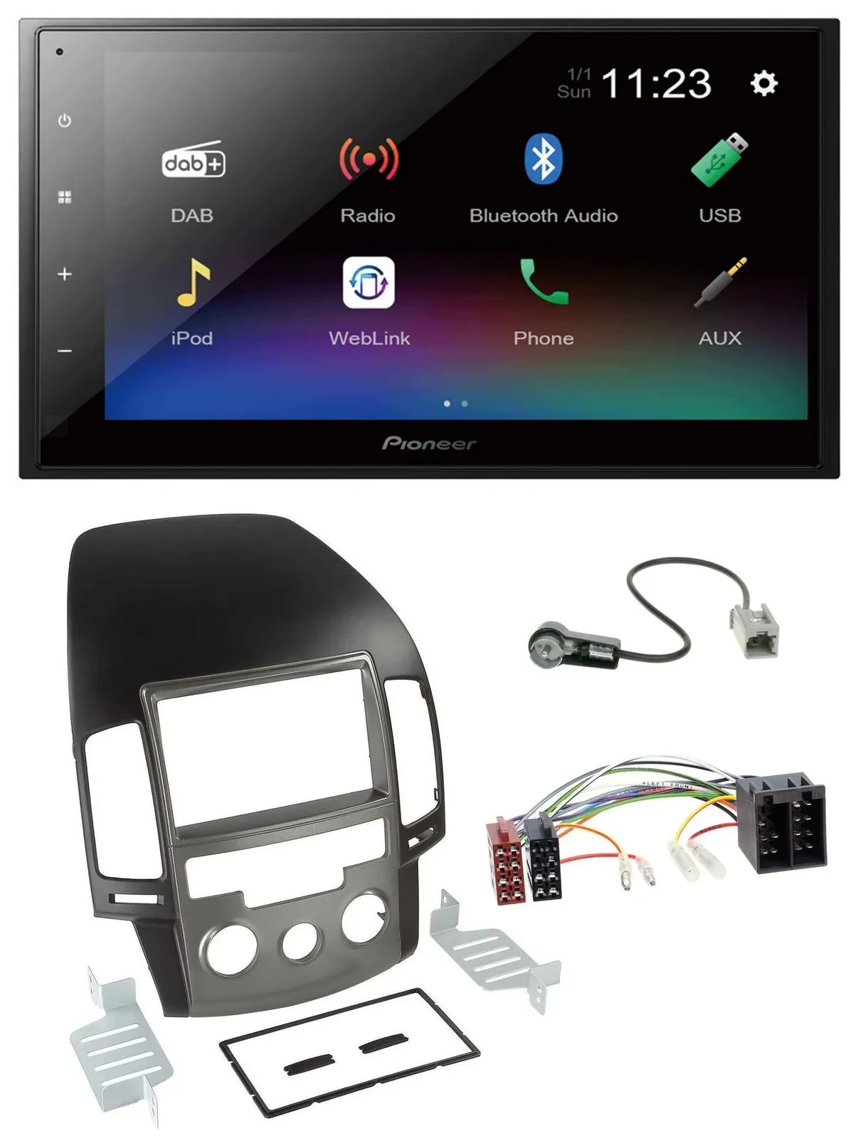 Автомагнитола для Hyundai i30 Pioneer 2DIN USB Bluetooth DAB MP3