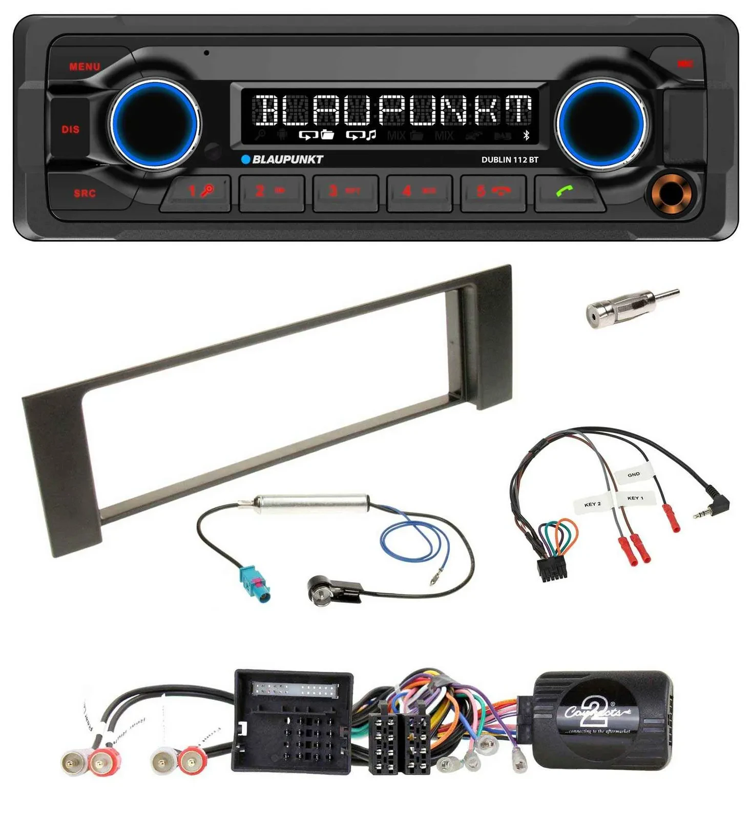 Blaupunkt MP3 Bluetooth USB Lenkrad Autoradio für Audi A4 00-04 B6 Quadlock Fakr