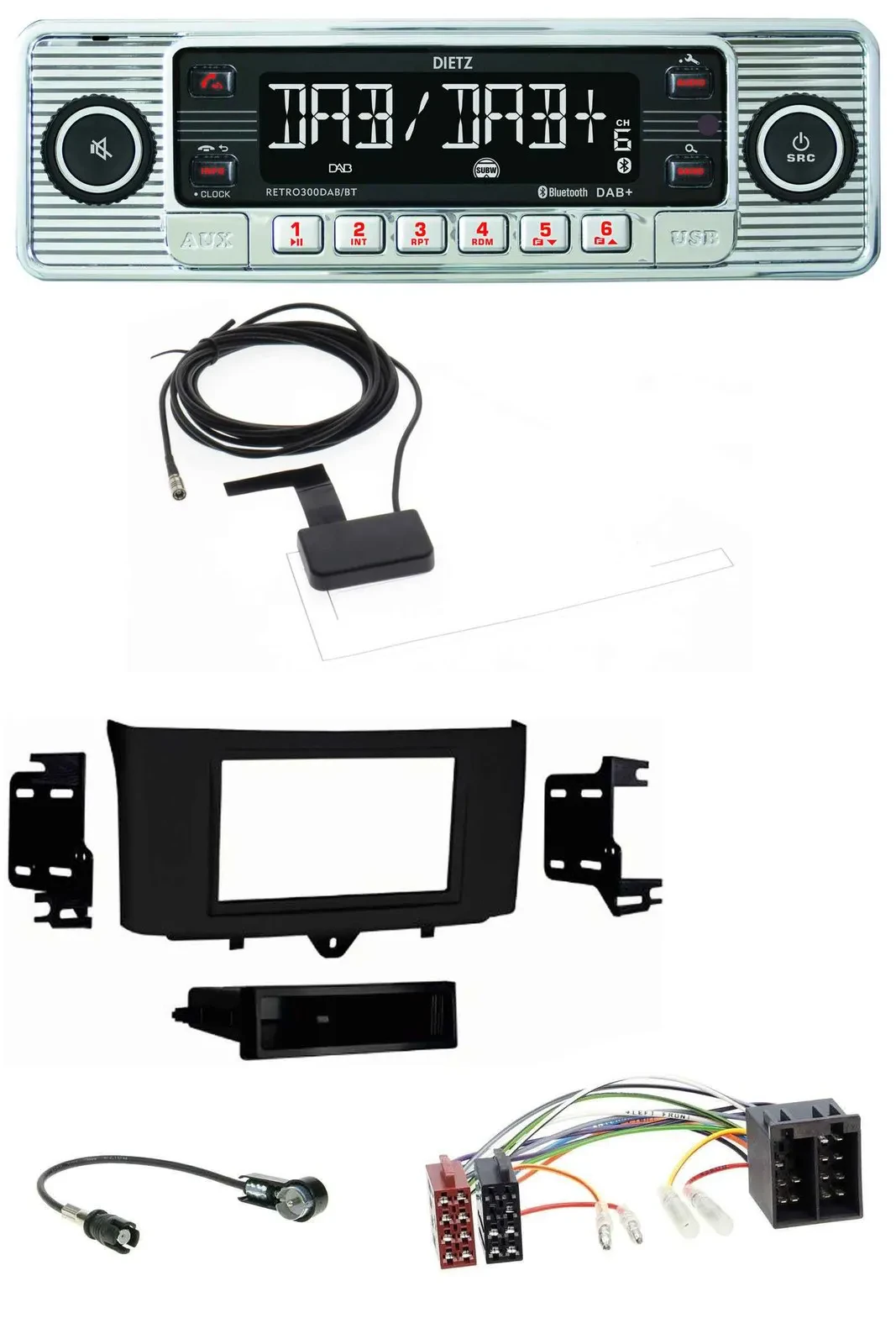 Dietz Bluetooth USB MP3 DAB Autoradio für Smart ForTwo (2010-2015)