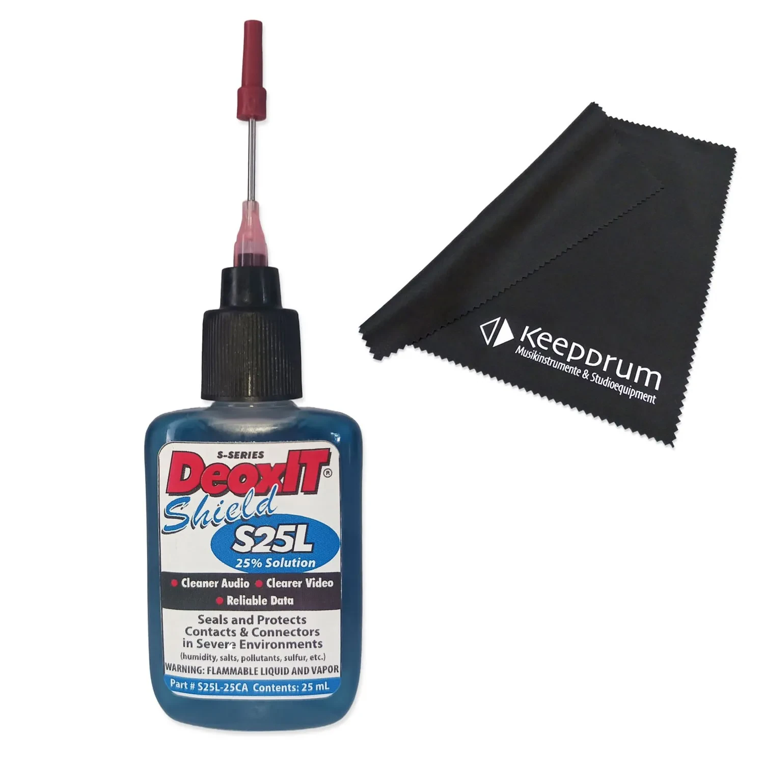 Caig DeoxIT S25L-25CA Shield Kontaktschutz Pflegemittel mit keepdrum Tuch