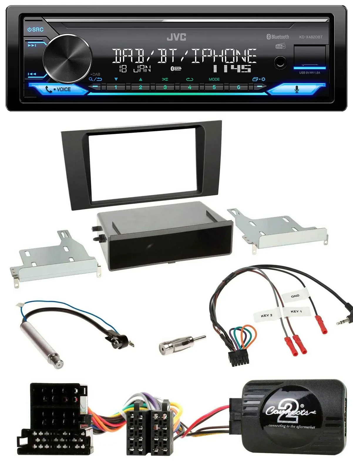 JVC Bluetooth DAB USB Lenkrad Autoradio für Audi A4 B5 1999-2001