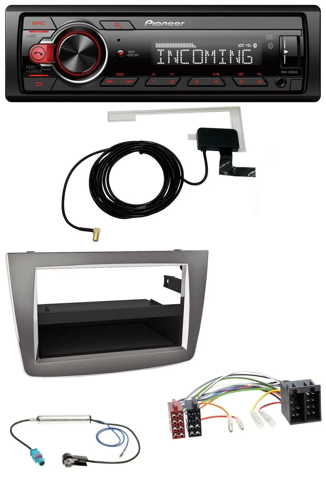 Автомагнитола Pioneer USB MP3 DAB Bluetooth для Alfa Romeo MiTo (955, 2008–2014), ISO, тёмный