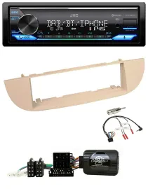 JVC Bluetooth DAB USB Lenkrad Autoradio für Fiat 500 ab 2007 perlgrau beige