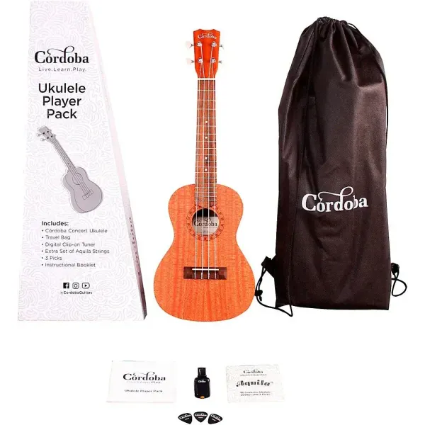 Cordoba Ukulele Player Pack - Concert Ukulele Natural