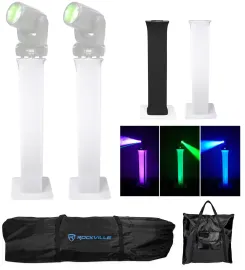 (2) Totem Stands+Black+White Scrims For (2) American DJ Inno Beam LED Lights