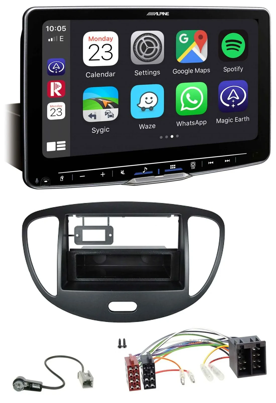 Alpine Bluetooth MP3 USB DAB Autoradio für Hyundai i10 (2008-2013) schwarz