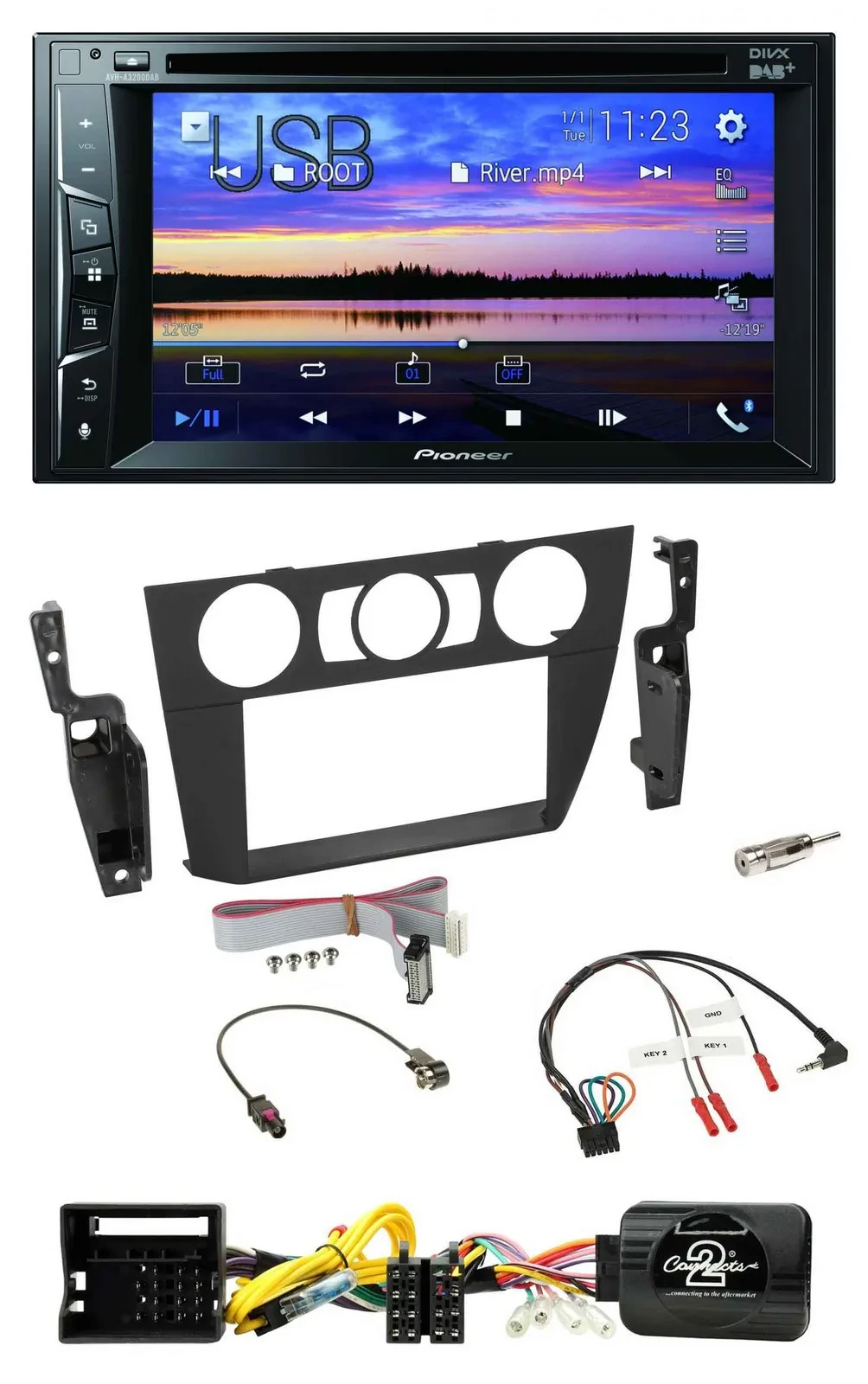 Pioneer Bluetooth 2DIN USB DVD DAB Lenkrad Autoradio für BMW 3-er 2005-2013 man.