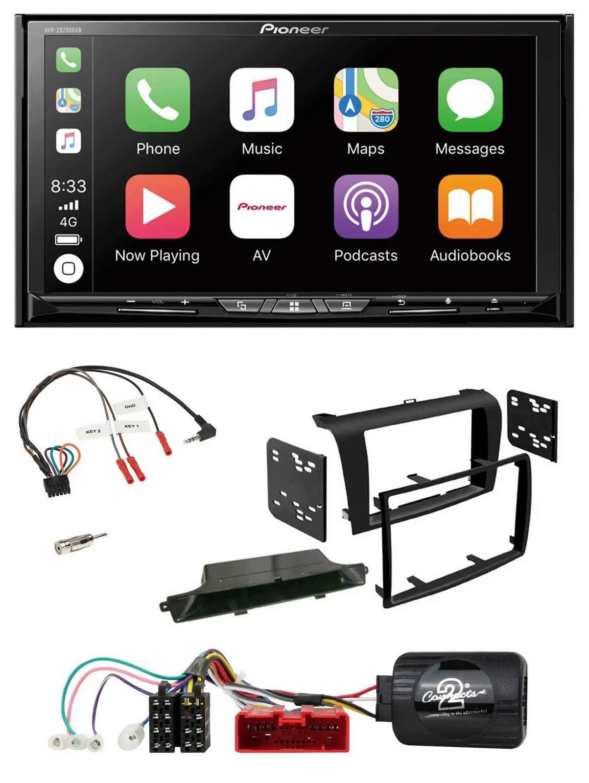 Pioneer 2DIN Lenkrad USB DAB DVD Bluetooth Autoradio für Mazda 3 2003-2009 schwa