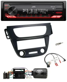 Автомагнитола JVC Bluetooth, USB, DAB, управление с руля, для Renault Megane III (2009–2012), черная