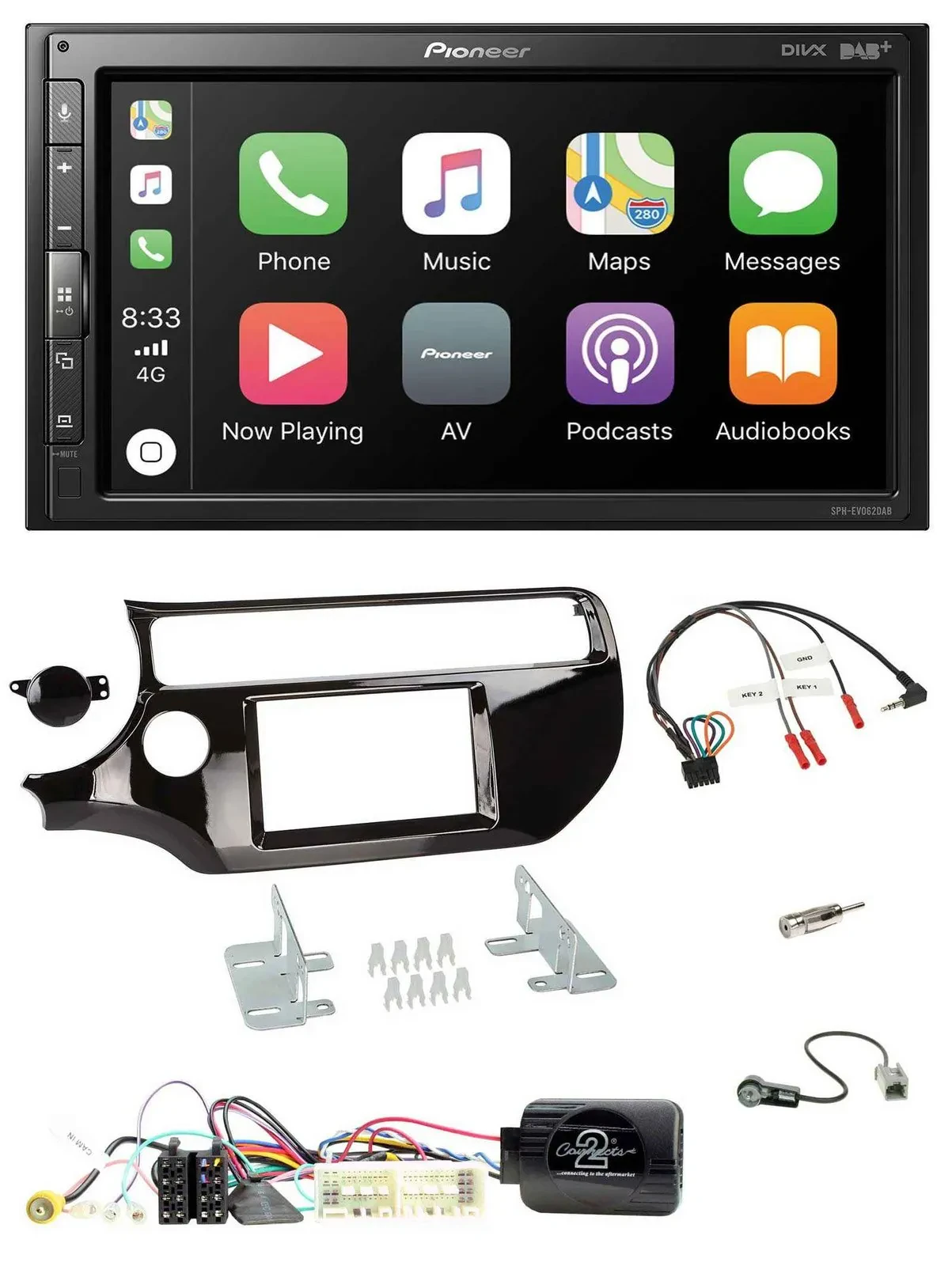 Pioneer USB Lenkrad DAB 2DIN Bluetooth Autoradio für Kia Rio UB 2017-2023 piano