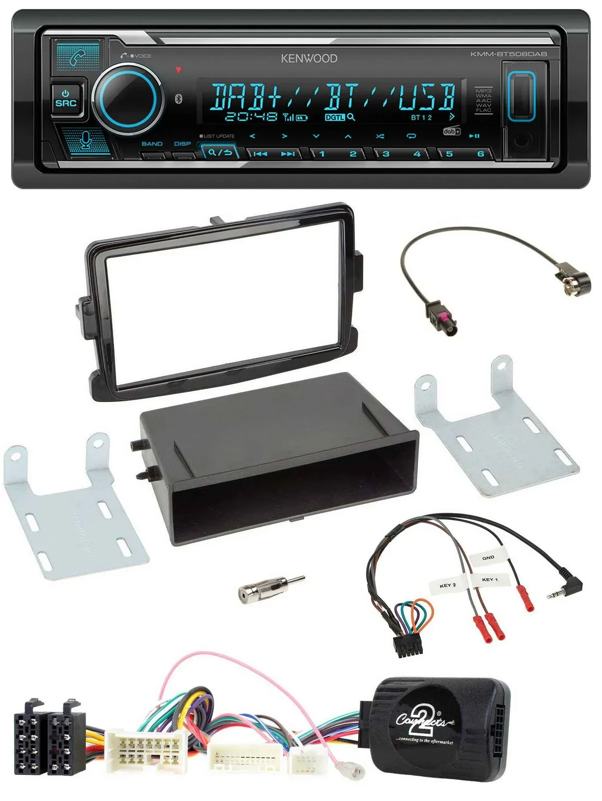 Kenwood Bluetooth Lenkrad DAB USB Autoradio für Dacia Dokker Lodgy Sandero ab 12