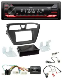 JVC CD DAB USB Bluetooth Lenkrad Autoradio für Hyundai i20 (ab 2015)