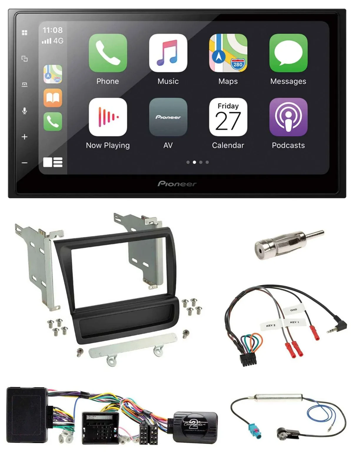 Pioneer Lenkrad Bluetooth DAB 2DIN USB Autoradio für Audi R8 42 2006-2015