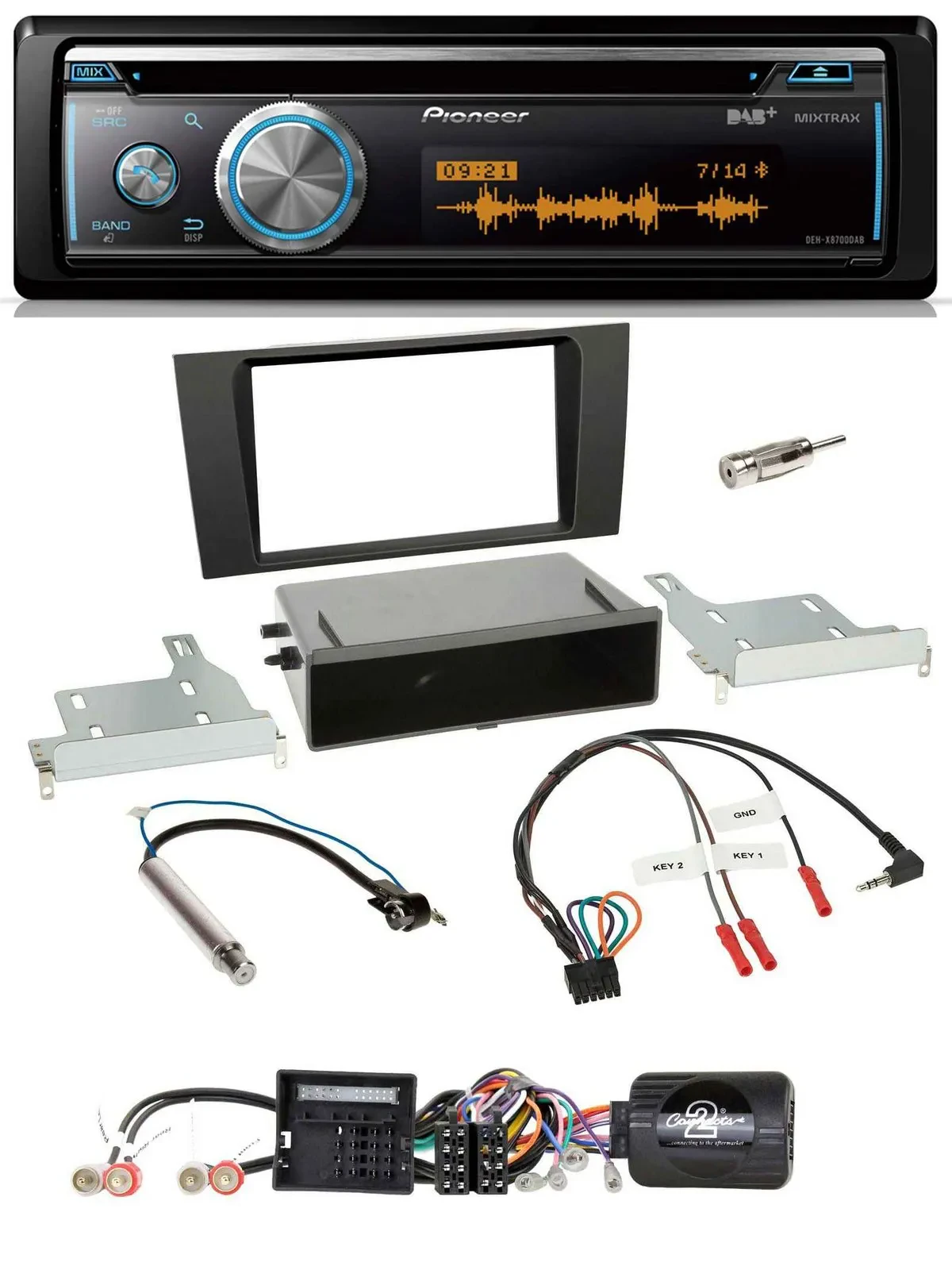 Автомагнитола для Audi A4 (2000–2001) Pioneer DAB USB CD Bluetooth, поддержка управления с руля