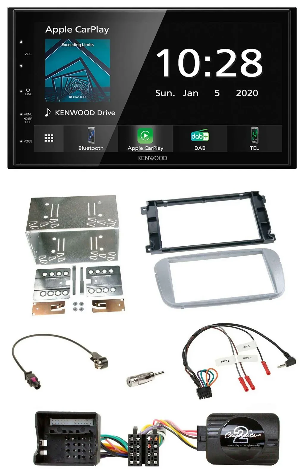 Kenwood Bluetooth Lenkrad DAB USB 2DIN Autoradio für Ford Galaxy C Max Focus Pro