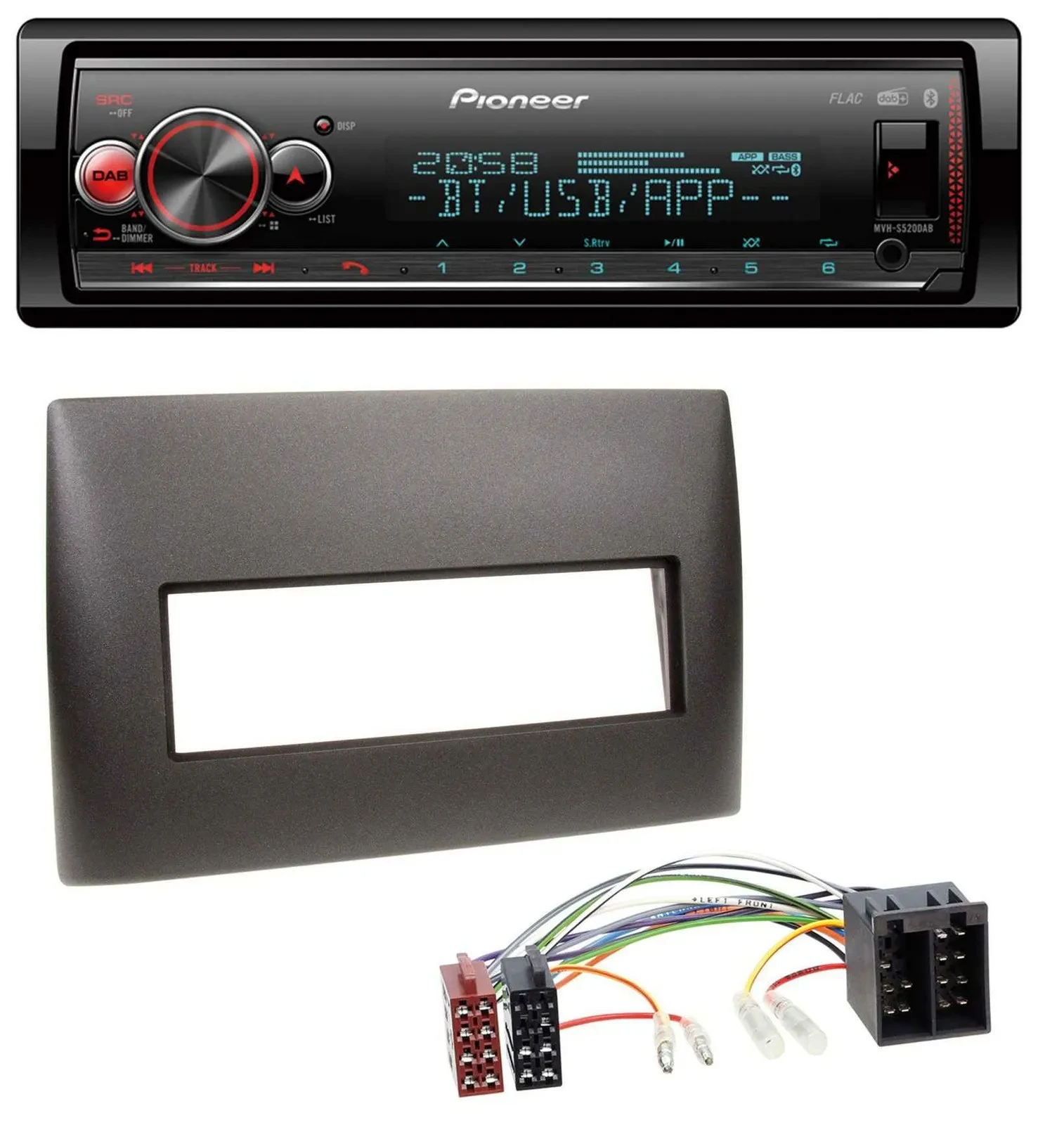 Pioneer Bluetooth USB MP3 DAB Autoradio für Fiat Stilo (192, 2001-2008)