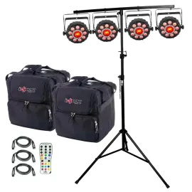 Chauvet DJ FXpar 9 Compact Multi Effect Par Light (4-Pack) with Remote & Cases