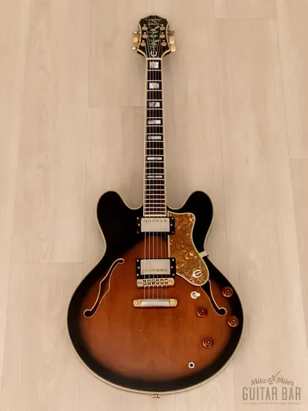 Электрогитара Epiphone by Gibson Sheraton II Semi-Hollow Guitar Vintage Sunburst 1988 Korea