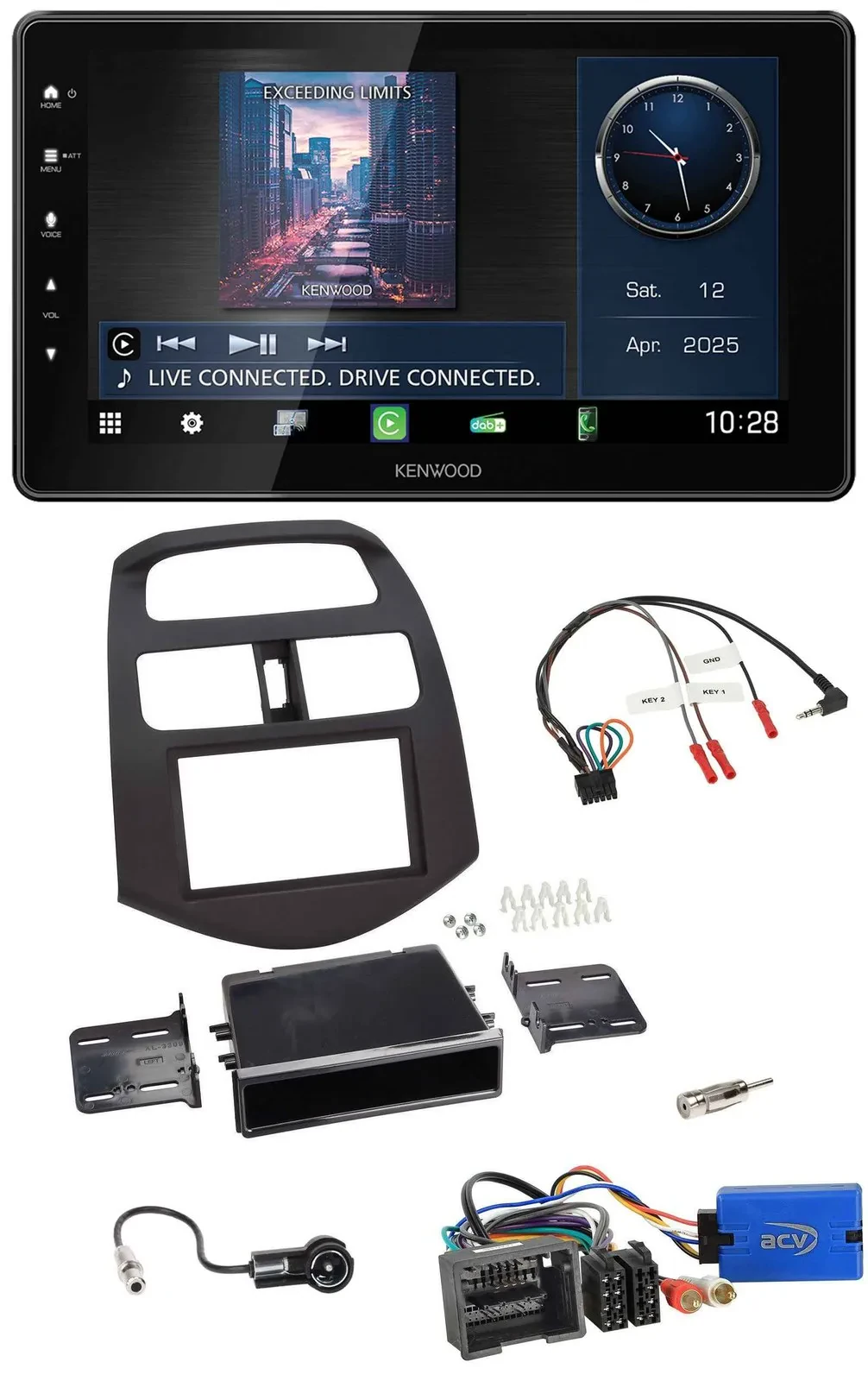 Kenwood Lenkrad Bluetooth USB DAB Autoradio für Chevrolet Spark 2013-2015