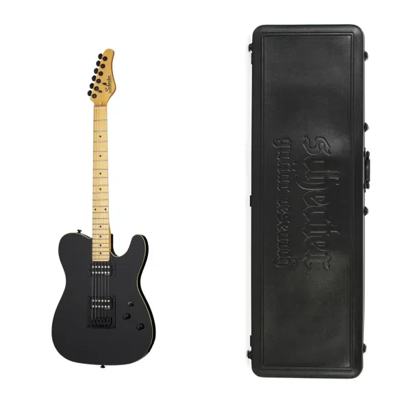 Schecter PT Electric Guitar in Black with Schecter Hard Shell Carrying Case