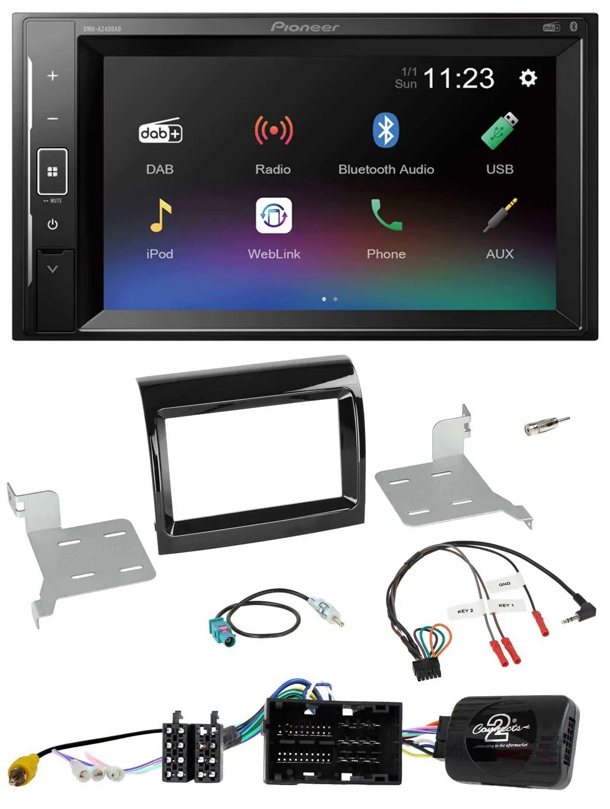 Pioneer DAB Lenkrad 2DIN Bluetooth USB Autoradio für Citroen Fiat Peugeot 2016-2