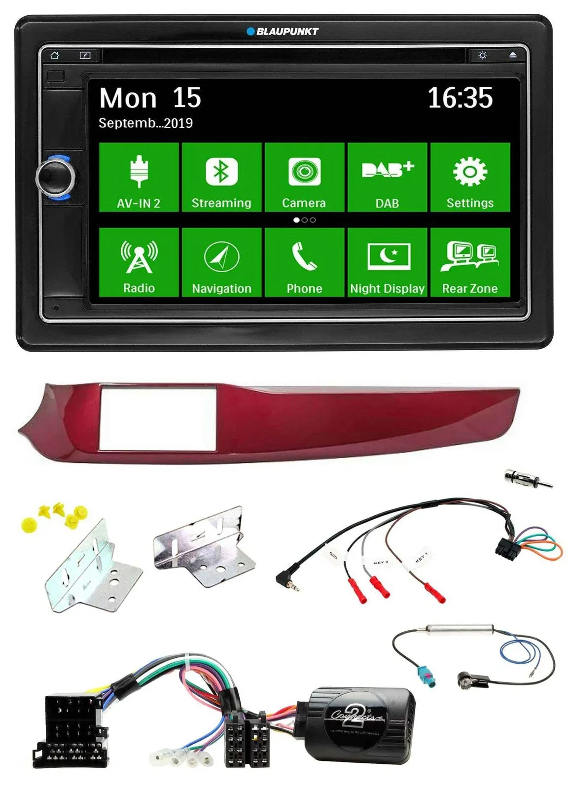 Blaupunkt Bluetooth 2DIN Lenkrad DAB USB TMC Navigation für Alfa Giulietta rot 9
