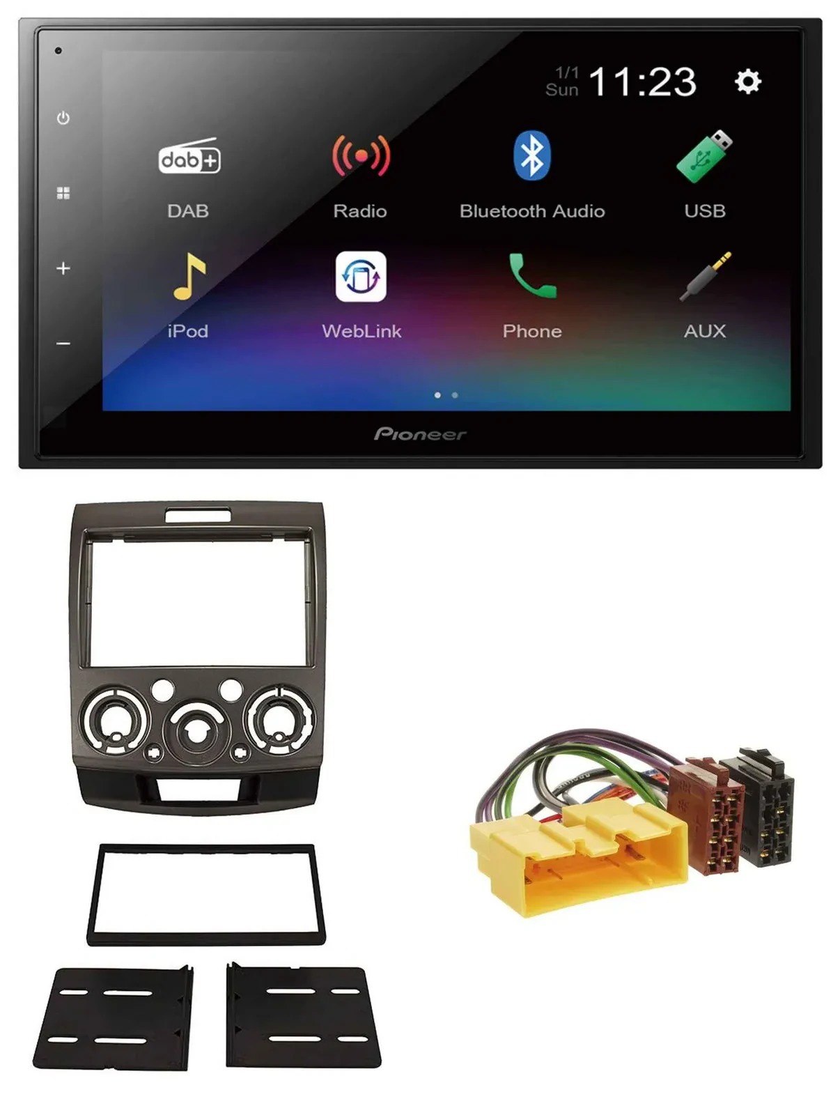 Автомагнитола Pioneer 2-DIN, USB, Bluetooth, DAB, MP3 для Ford Ranger / Mazda BT-50 (с 2006)