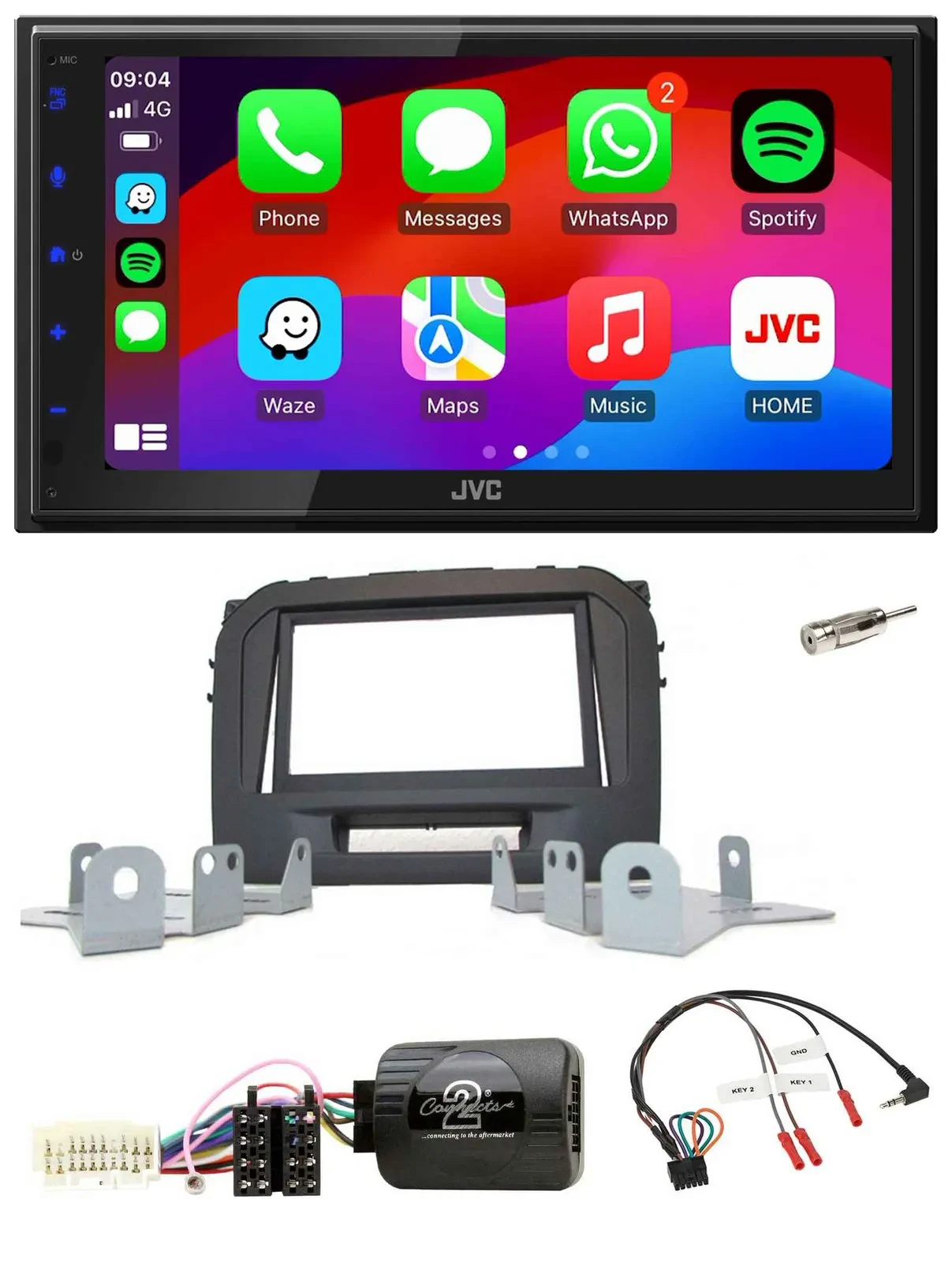 JVC Bluetooth 2DIN Lenkrad DAB USB Autoradio für Suzuki Vitara LY ab 04/2015