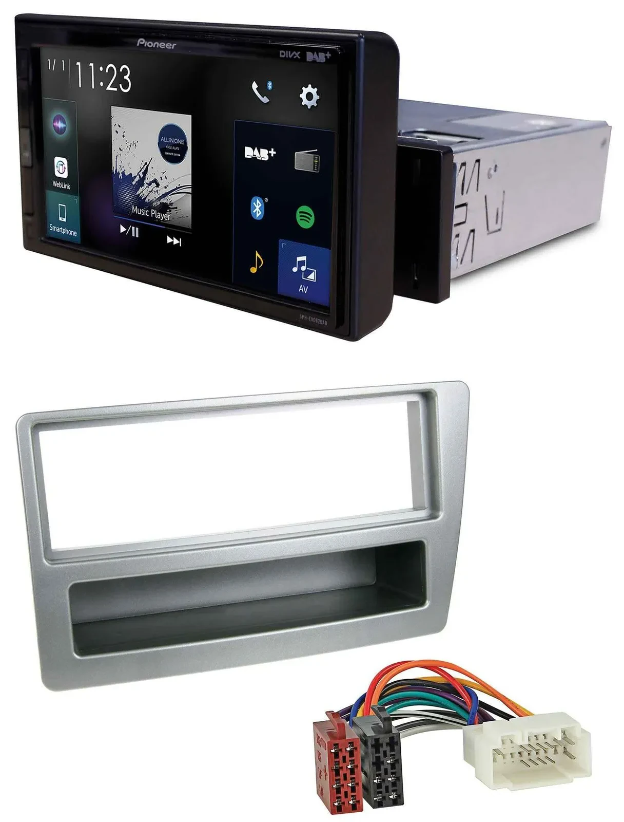 Автомагнитола для Honda Civic 2004–2006 Pioneer DAB, Bluetooth, USB, MP3, серебристая