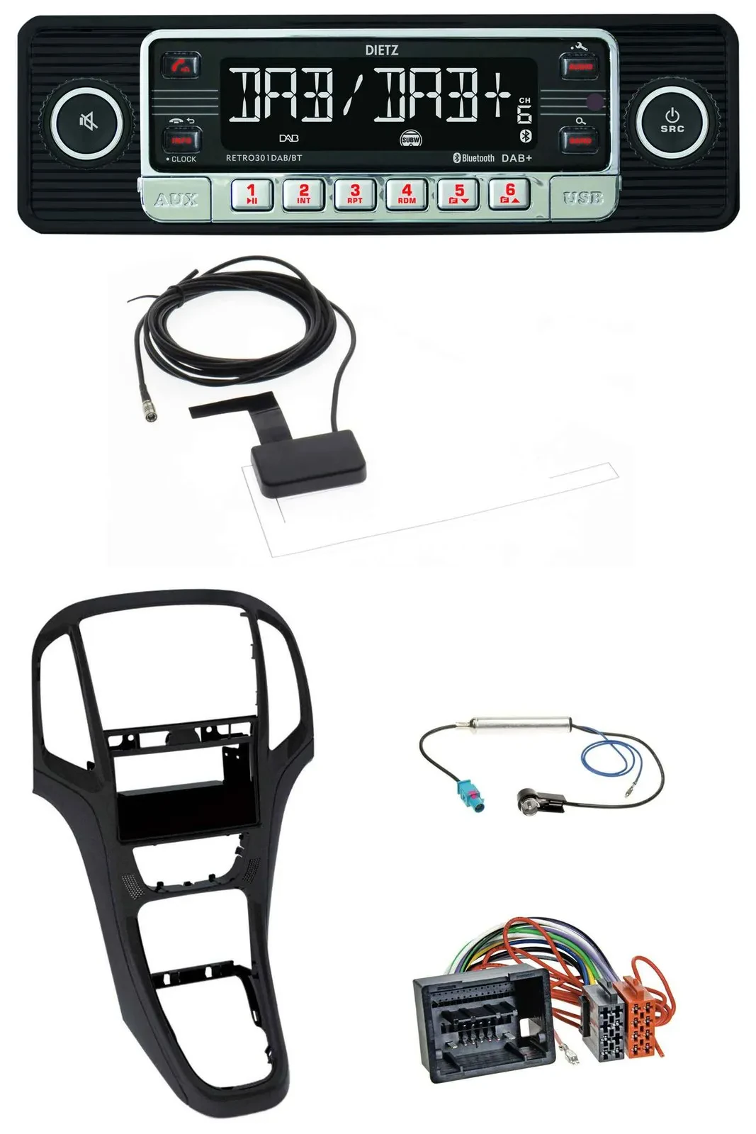 Dietz DAB Bluetooth USB MP3 Autoradio für Opel Astra J ab 2009 Perl schwarz