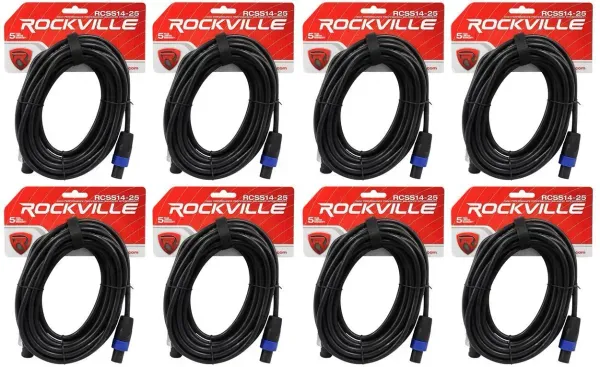 Спикерный кабель Rockville RCSS1425 Black 7.6 м (8 штук)