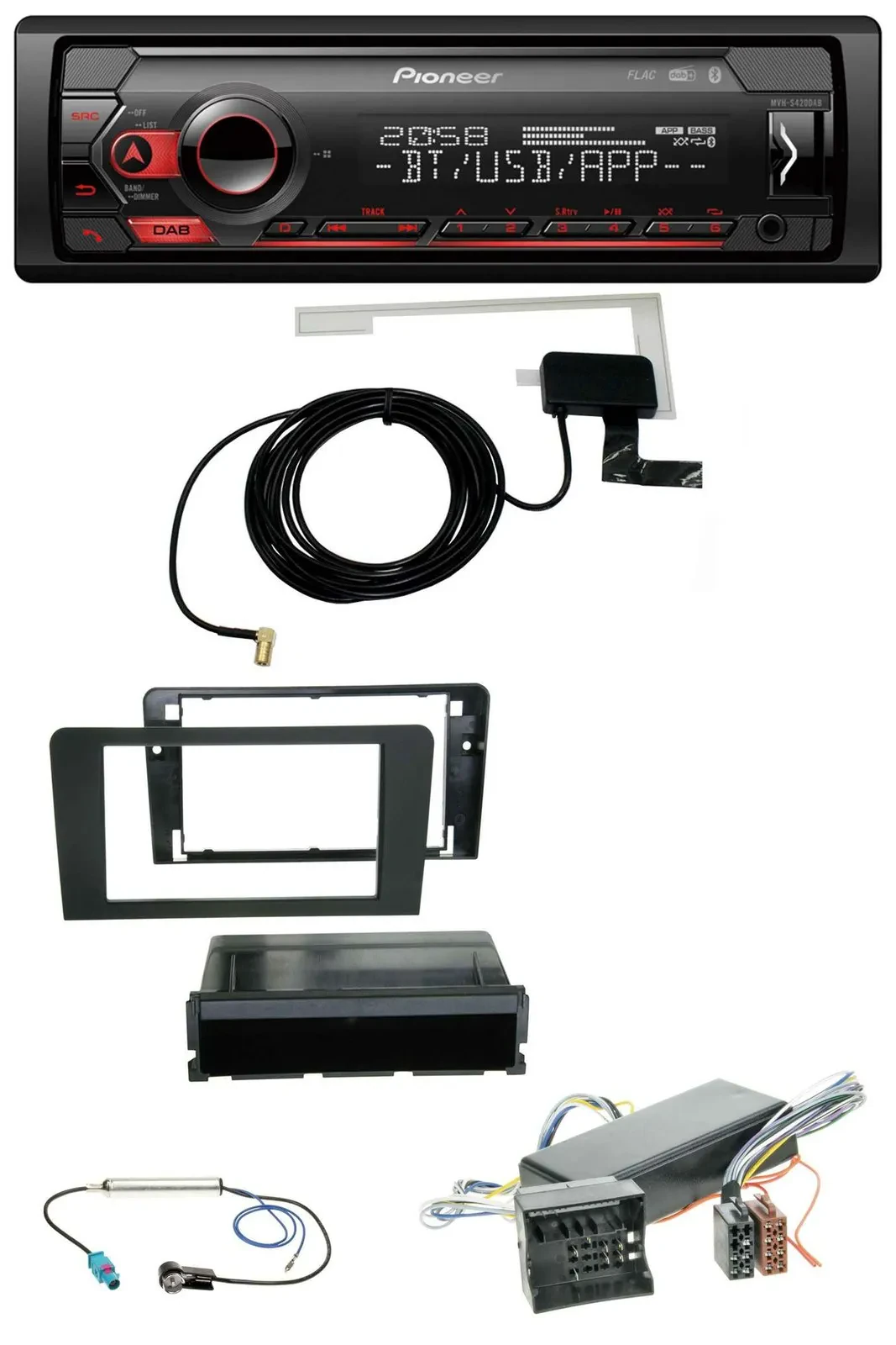 Автомагнитола Pioneer для Audi A3 8P (2006–2012) DAB, USB, MP3, Bluetooth, совместима с Bose/Symphony (активная система)
