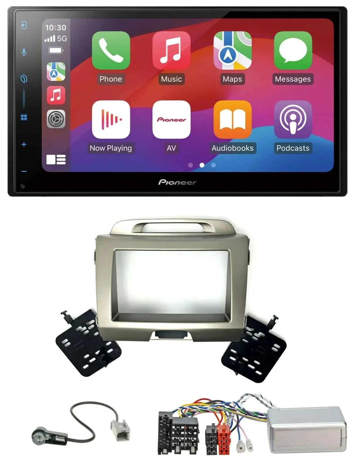 Автомагнитола для Kia Sportage (2010–2015) Pioneer 2DIN, DAB, Bluetooth, USB, поддержка управления с руля