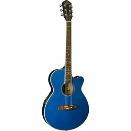 Oscar Schmidt OG8CETBL Folk Style Cutaway Acoustic-Electric Guitar - Trans Blue