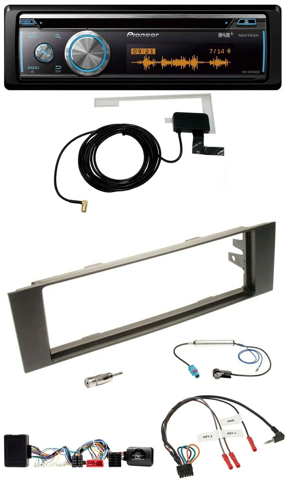 Pioneer Bluetooth DAB Lenkrad USB CD Autoradio für Audi A3 03-06 vollaktiv