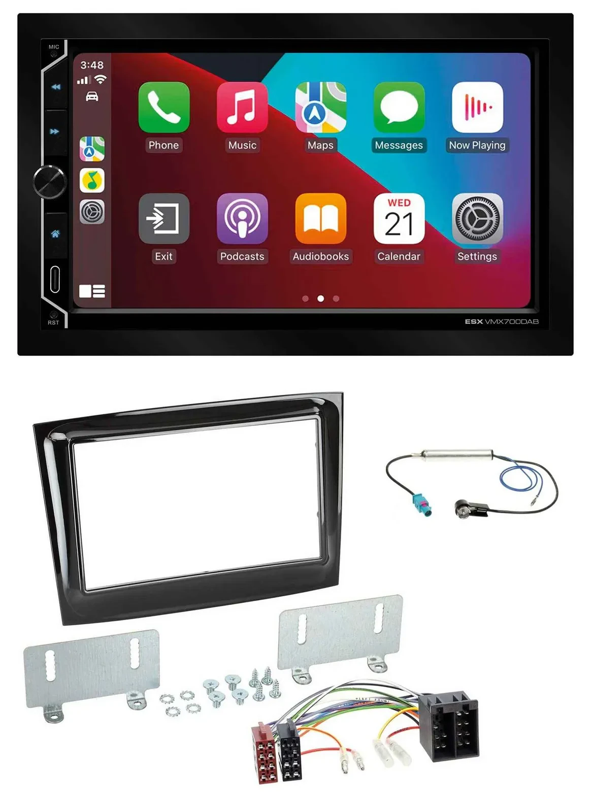 ESX 2DIN DAB USB MP3 Bluetooth Autoradio für Fiat Doblo ab 15 piano schwarz