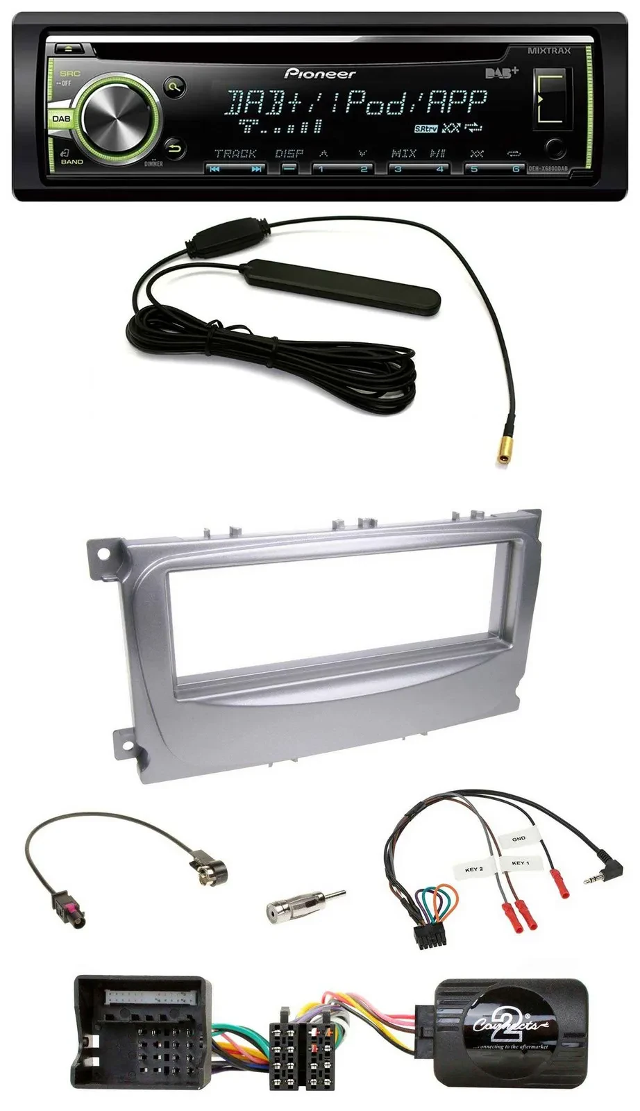 Pioneer MP3 USB CD DAB Lenkrad Autoradio für Ford Galaxy C-Max ab 2007 Focus sil