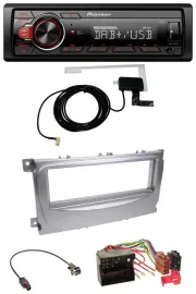 Автомагнитола для Ford Galaxy/C‑Max/Focus (с 2007) Pioneer 1‑DIN, MP3, DAB, USB, AUX, серебристая