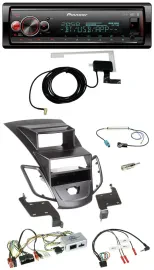 Автомагнитола для Ford Fiesta Pioneer Bluetooth, DAB, USB, поддержка управления на руле, дисплей, черный, 2010–2017