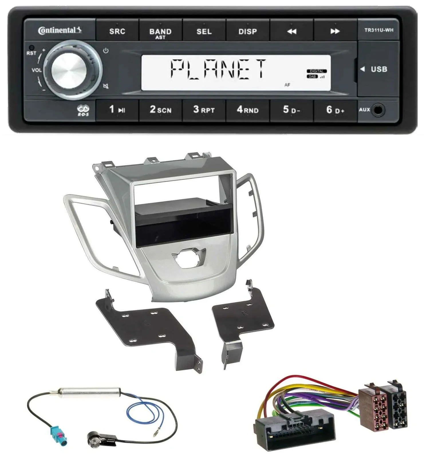 Continental USB MP3 AUX 1DIN Autoradio für Ford Fiesta JA8 10-17 ohne Display si