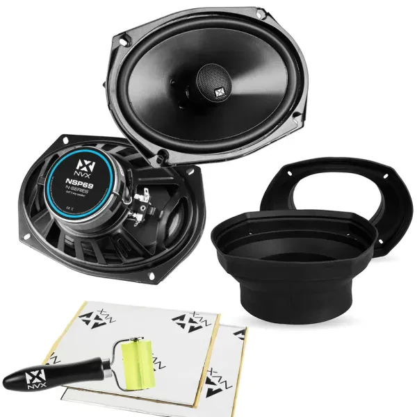 NVX NSP69 6" x 9" Coaxial Speakers w/ NVX Speaker Baffles & Sound Deadening Kit