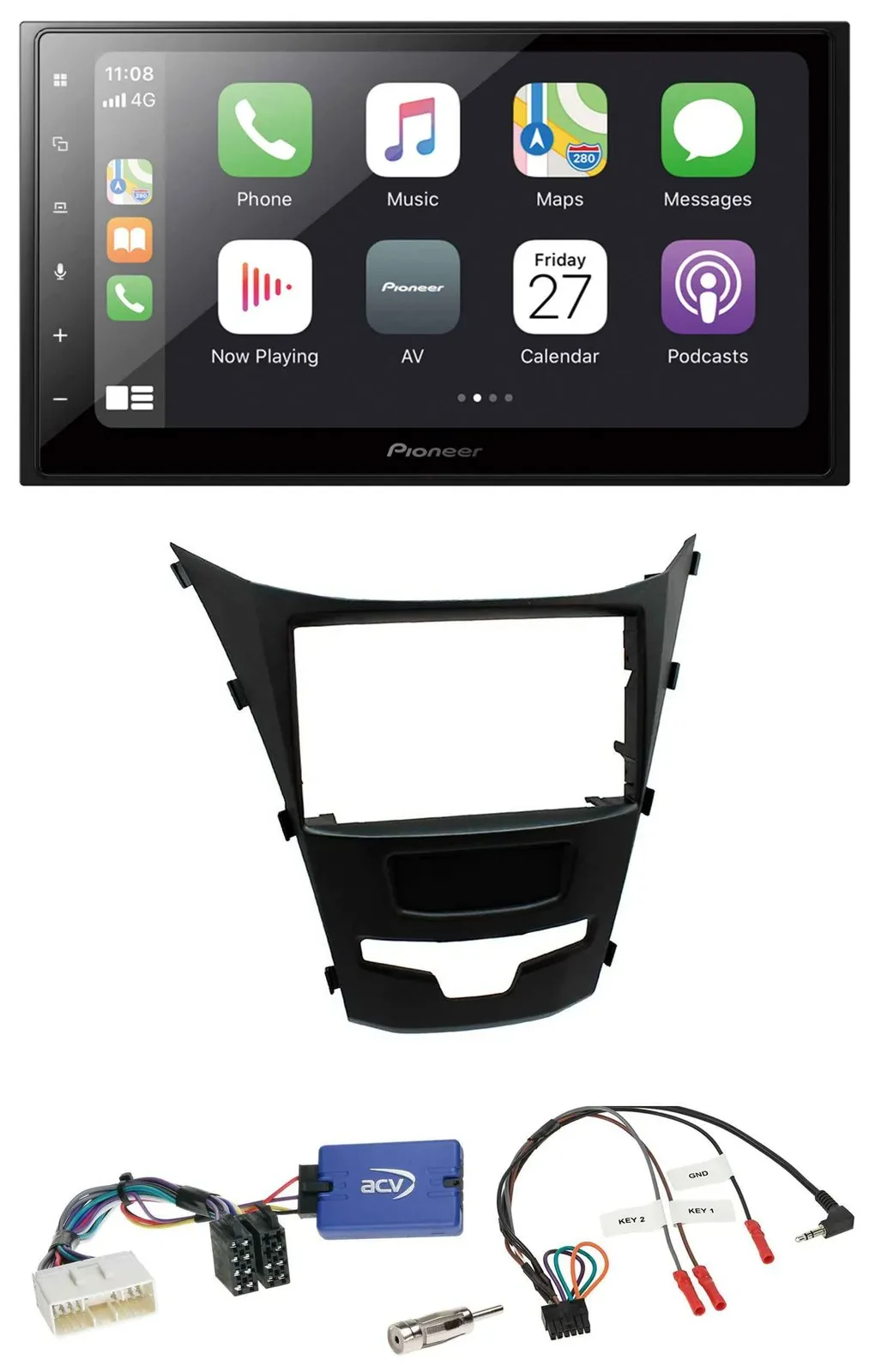 Pioneer Lenkrad Bluetooth DAB 2DIN USB Autoradio für SSangYong Korando ab 13 Tas