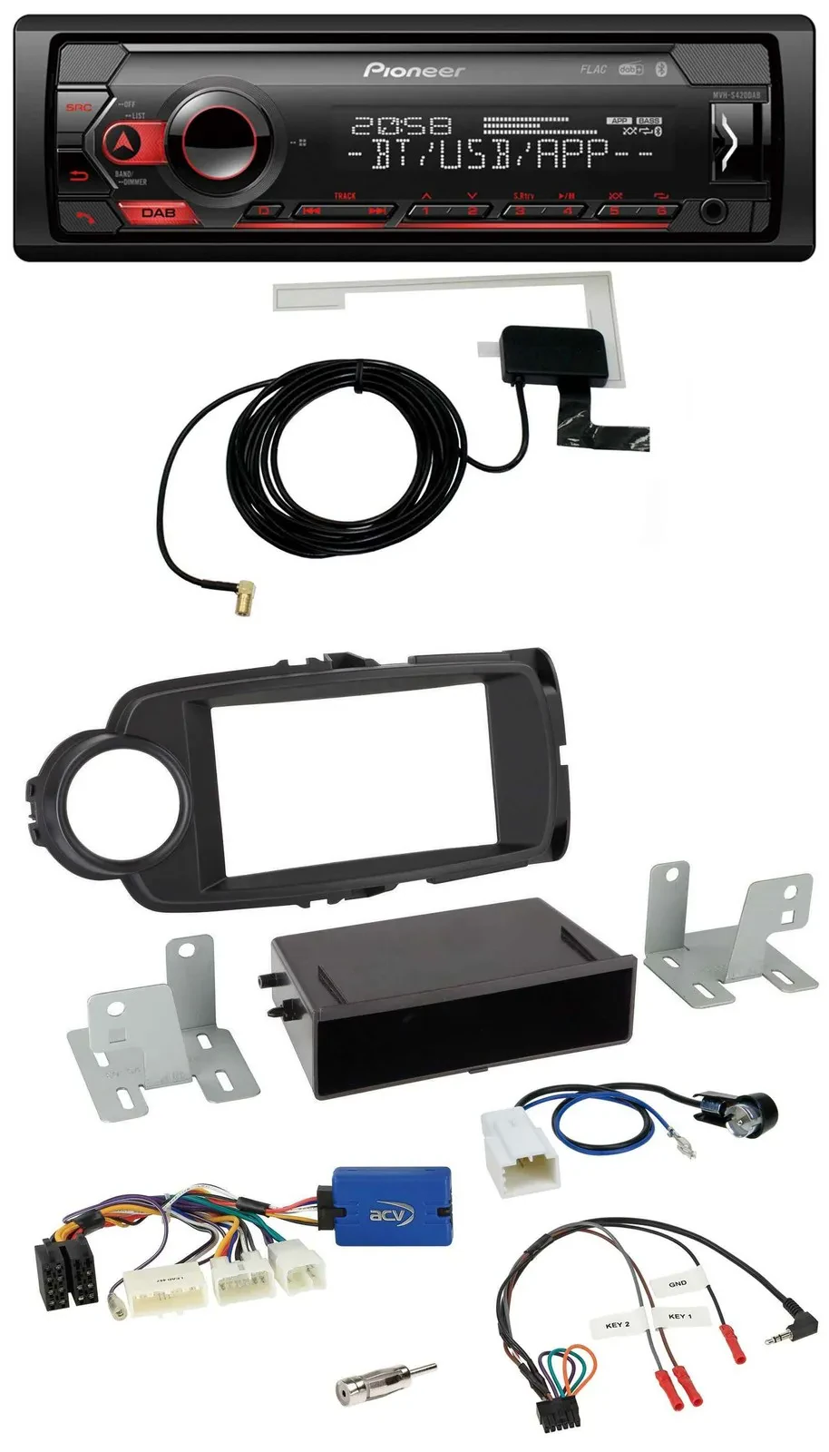 Автомагнитола Pioneer для Toyota Yaris (с 2014) DAB, USB, Bluetooth, черный