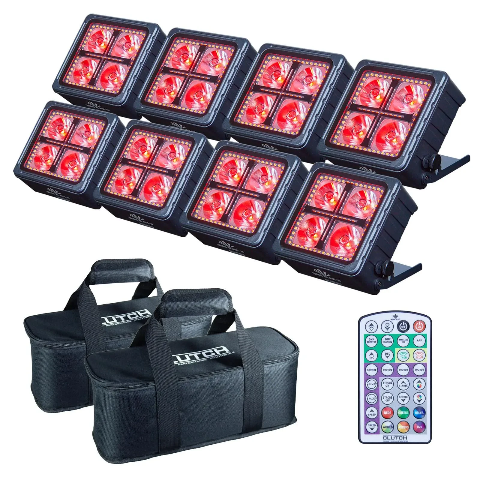 Прожектор для DJ Clutch QUADBLAST-IP-8PK 4x12W RGBWA+UV, IP65 (набор, 8 шт.) с мягким кейсом
