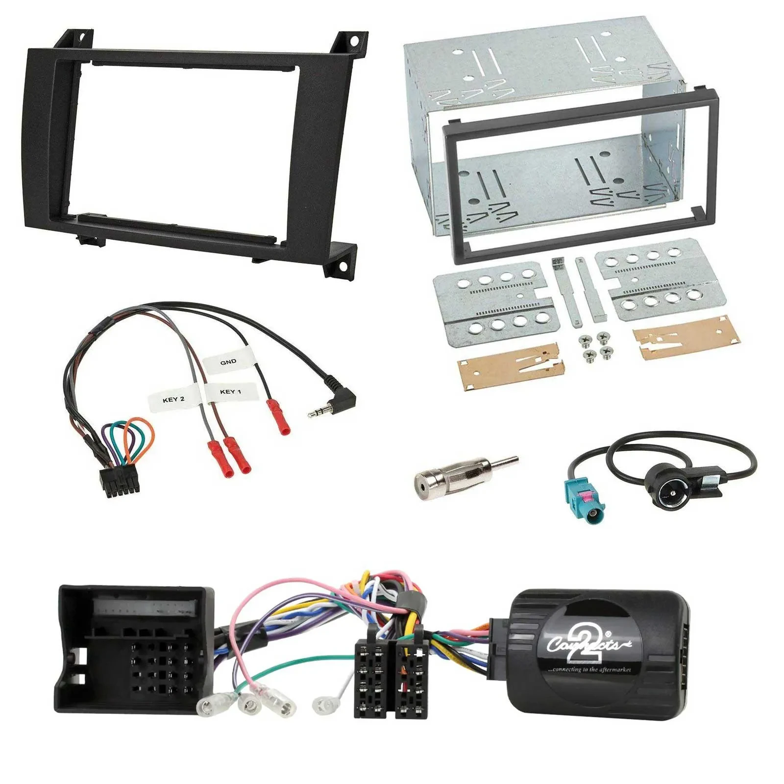 Einbauset Lenkradadapter Doppel DIN Autoradio für Mercedes SLK R171 2004-2008