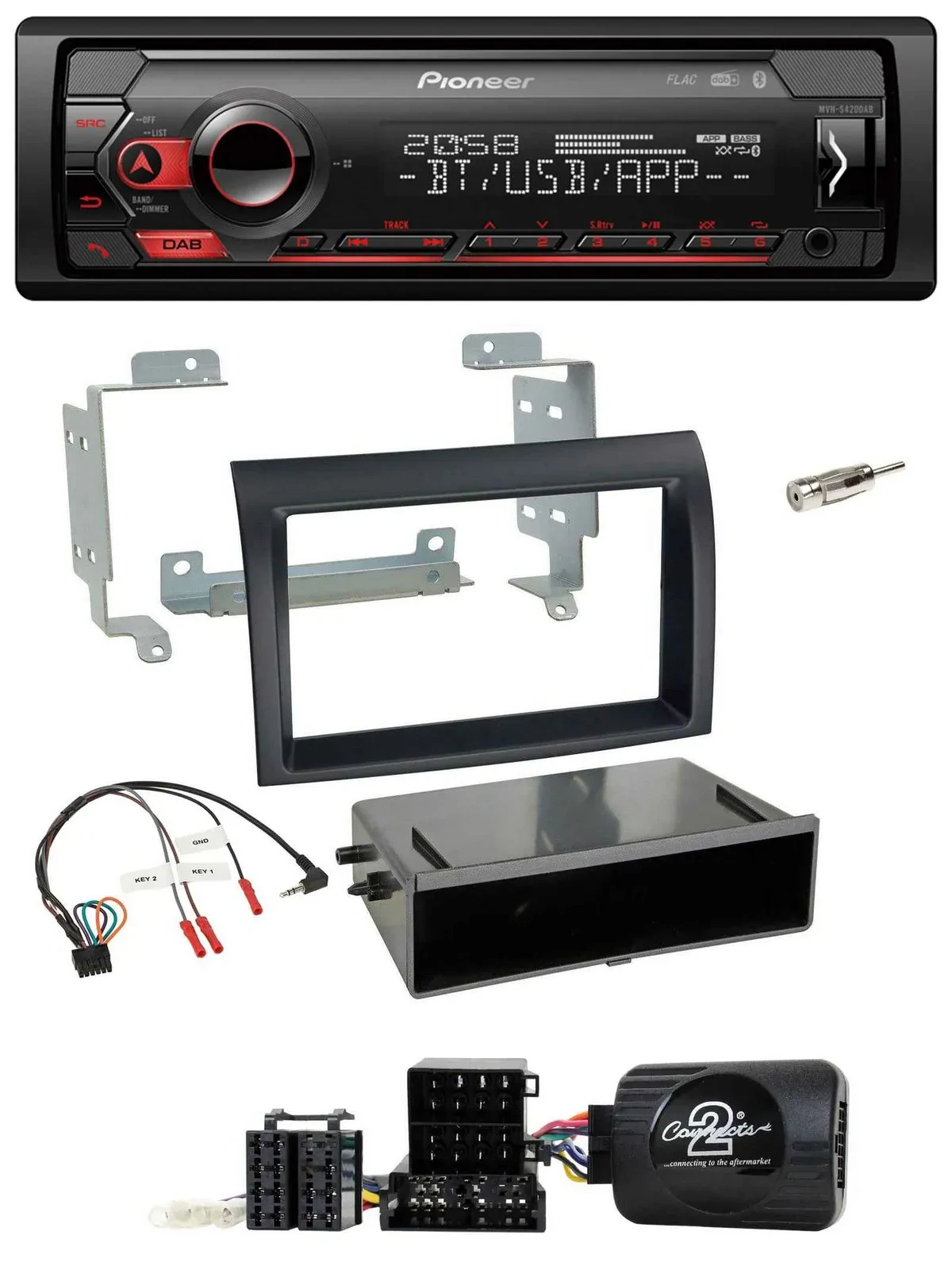 Pioneer Lenkrad USB DAB Bluetooth Autoradio für Fiat Ducato 06-08 schwarz